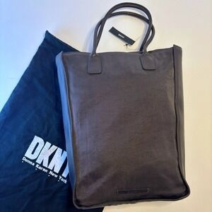 New DKNY Satchel Long Vertical Slim Tote Bag Brown Donna Karan New York NWT